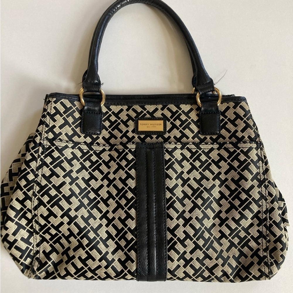 Tommy Hilfiger handbag black and tan and gold accents
